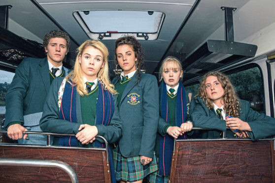 Jamie-Lee O'Donnell (centre) with her fellow Derry Girls cast members