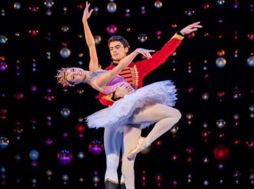 Principals Marge Hendrick as Sugar Plum Fairy and Evan Loudon as Nutcracker Prince in Peter Darrell's The Nutcracker.