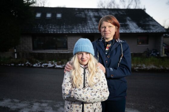 Emma Hardman and her 10-year-old daughter Ailsa 
at home in Kirkton of Tough, near Alford, Aberdeenshire.