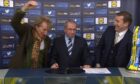 Sir Rod Stewart pulls out Rangers Ball during the William Hill Scottish Cup 5th Round Cup Draw