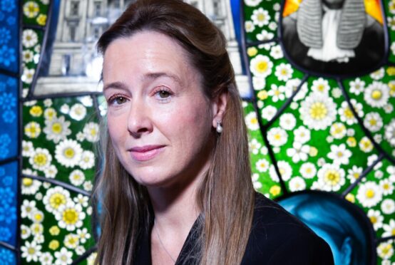 Dr Emma Forbes and a special stained glass art installation at the Scottish parliament