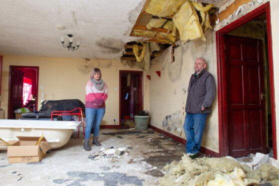 Karrena and Graeme Kerr in their cottage near Forfar nearly five years after 12-week renovation work began