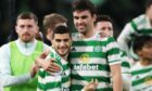 New Bhoy Matt O’Riley celebrates his stunning Old Firm derby debut with Liel Abada earlier this month