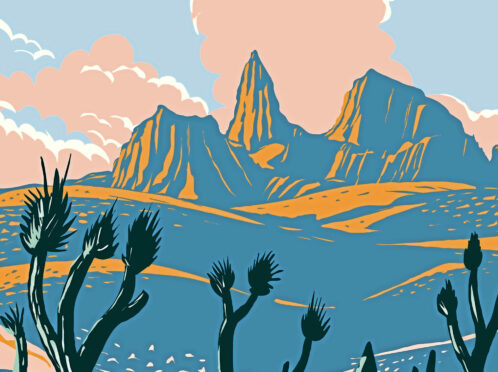A drawing of California’s Mojave Desert where generations of musicians have found inspiration