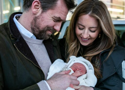 Ross McKinnon, with wife Rachael, and their newborn baby Mirren, at the QEUH in Glasgow.