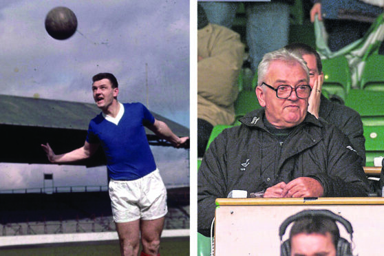 Doug Baillie signs for Rangers in 1960, left, and covers his last game for The Post in 2002, right