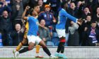 Alfredo Morelos after his goal was ruled out for offside against Motherwell