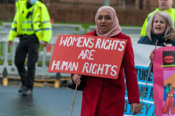 A demonstration in Glasgow for International Women's Day