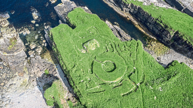 Aerial view of Nybster Broch in Caithness.