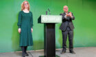 Party co-leaders Lorna Slater and Patrick Harvie on stage at the Scottish Green Party conference