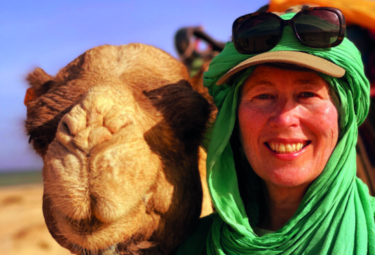 Alice Morrison and camel on trek