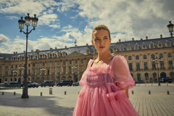 Jodie Comer in pink in spy drama Killing Eve