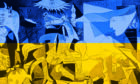 Picasso’s Guernica coloured by Ukrainian flag.