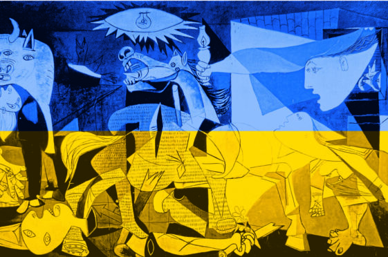 Picasso’s Guernica coloured by Ukrainian flag.
