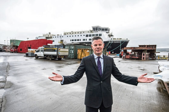Finance Secretary Derek Mackay inside Ferguson shipyard nationalised by Scottish government.