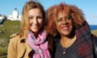 Errollyn Wallen, right, with presenter Claire McCollum when BBC’s Songs Of Praise visited her lighthouse home in 2016