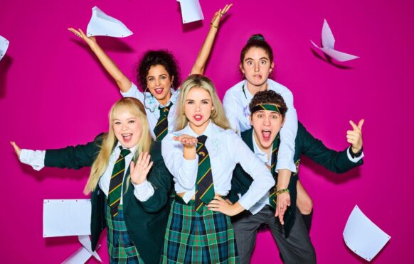 Derry Girls (and boy), from left: Nicola Coughlan, Jamie-Lee O’Donnell, Saoirse-Monica Jackson, Louisa Harland and Dylan Llewellyn