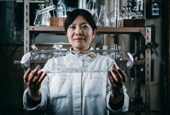 Glassblower Dr Ayako Tani in her Glasgow University lab