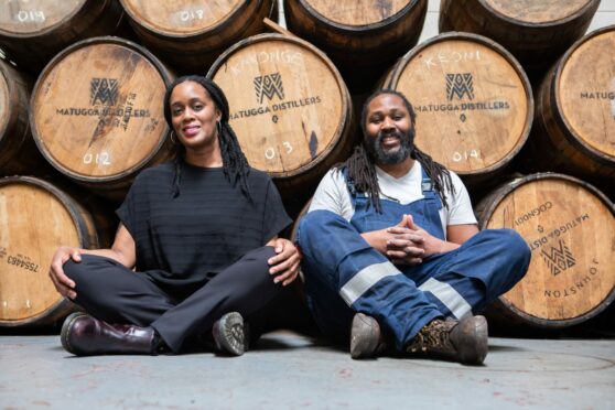 Matugga Rum founders Paul and Jacine Rutasikwa, in their distillery in Livingston, Scotland