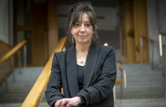 Louise Aitchison’s mother Caroline Lyon at Holyrood on Thursday