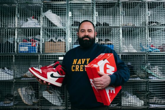 Rob Stewart, of Sneakers ER, a cleaning service dedicated to trainers, in his shop in Glasgow’s Trongate