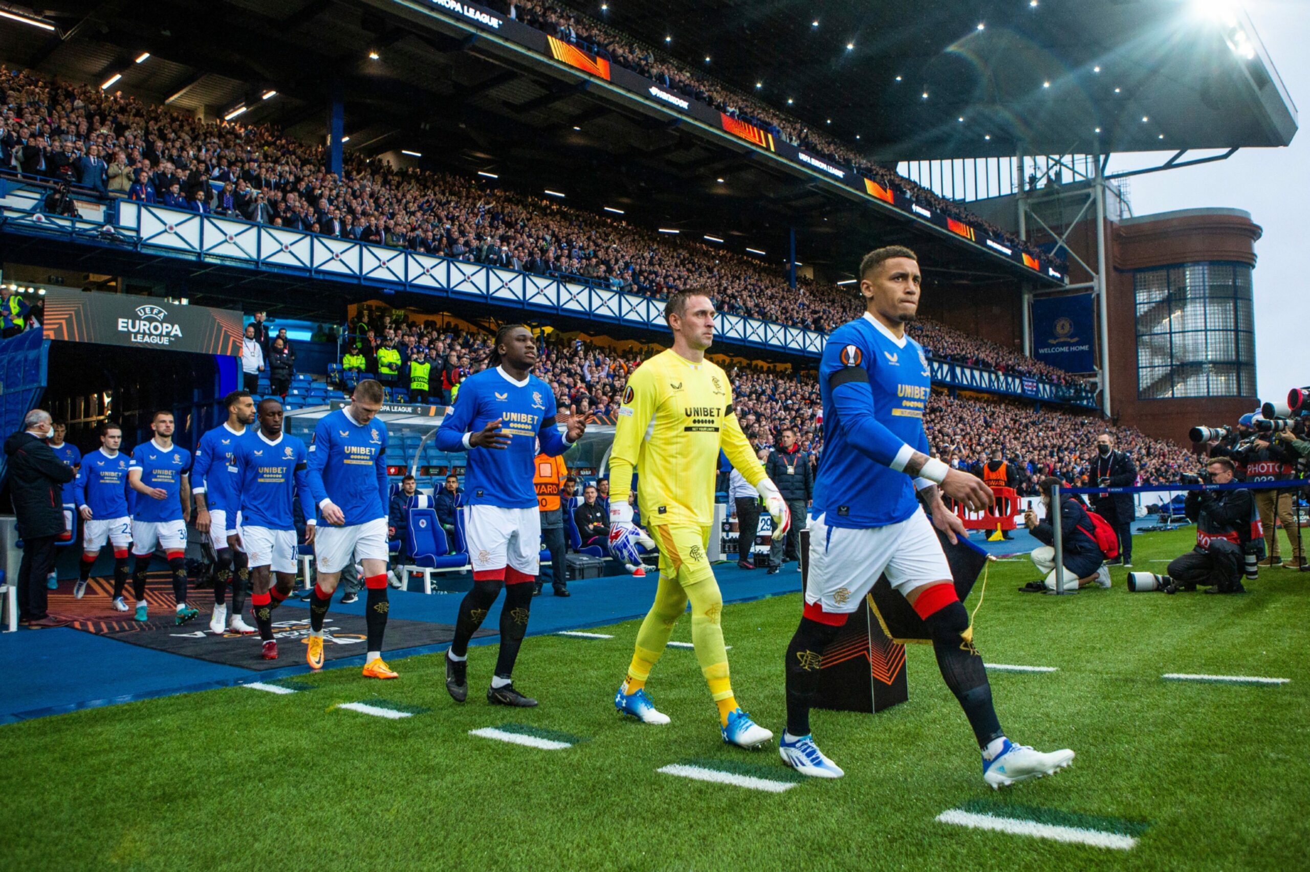 James Tavernier leads his side out for the semi-final return leg against RB Leipzig at Ibrox. Another big performance will be required to land the silverware on Wednesday night