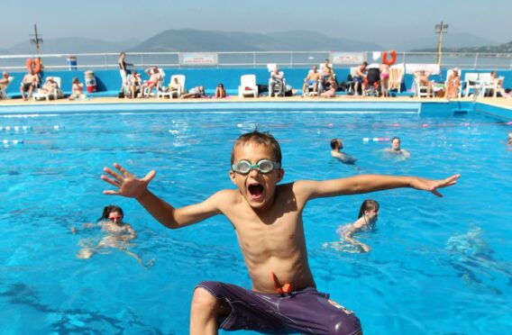 Youngsters having fun at Gourock’s outdoor pool which opened for the summer on Friday