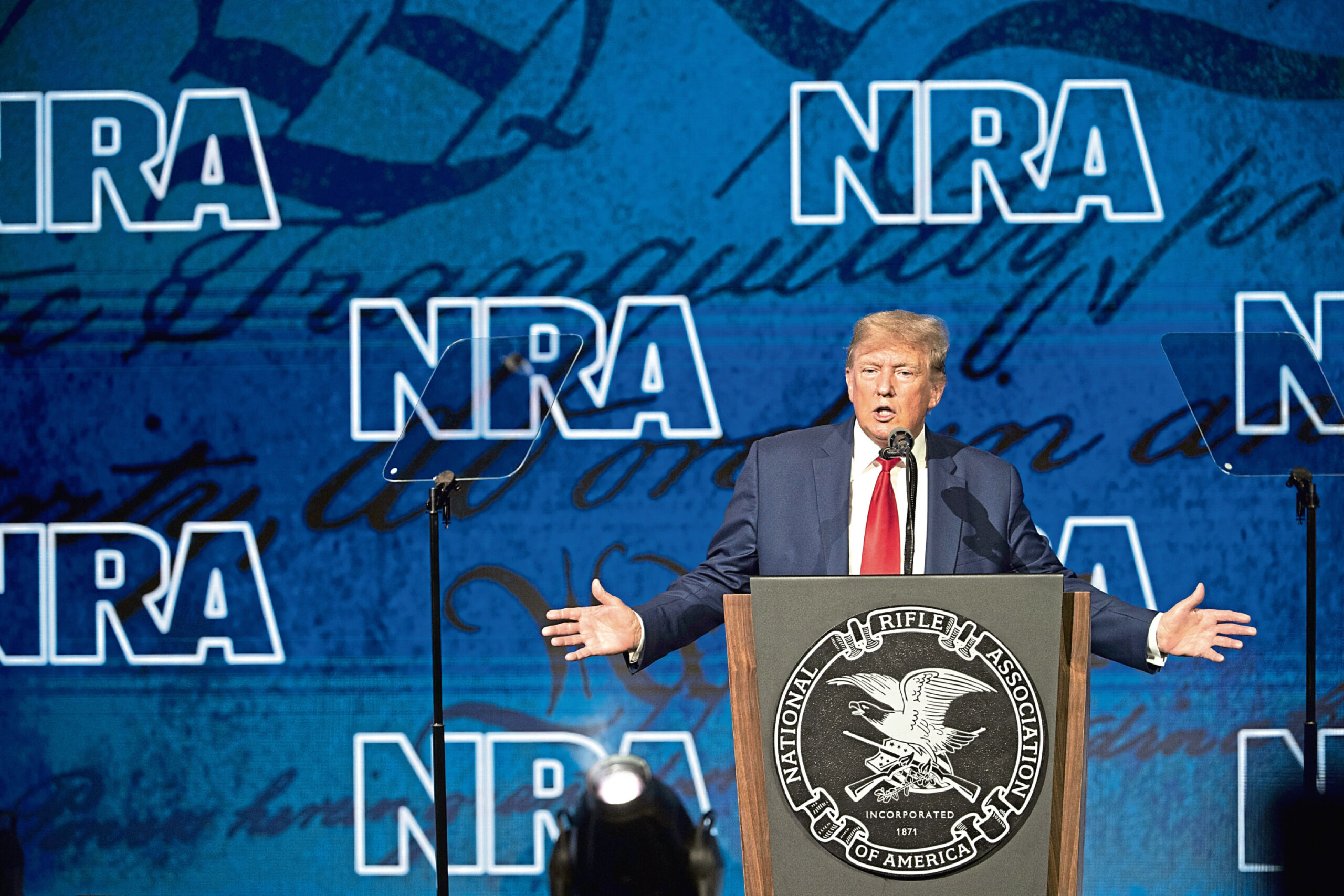 Trump addresses the NRA.