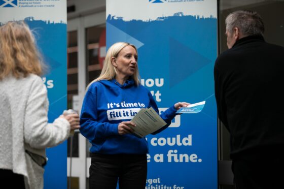 A Census helper at Asda in Govan yesterday