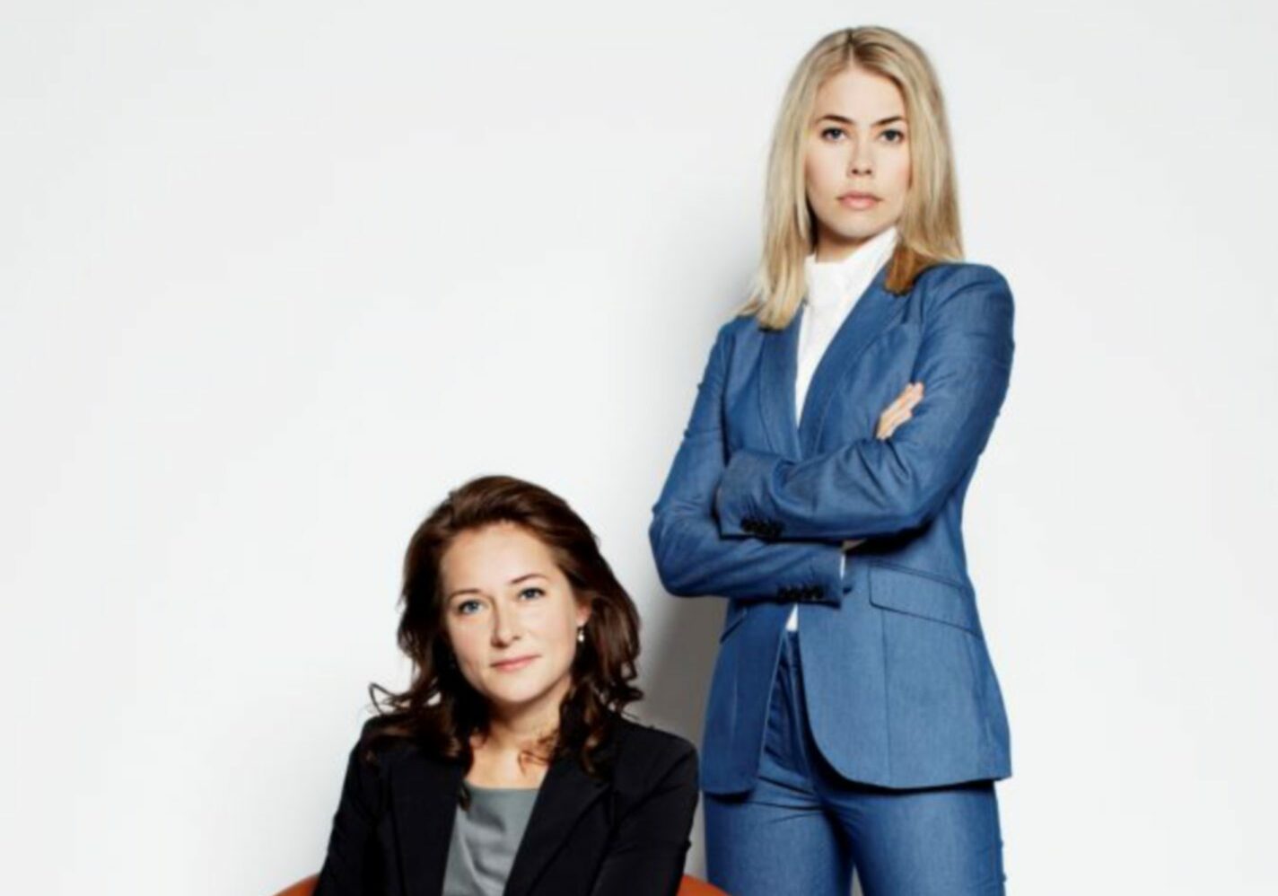 Sidse Babett Knudsen in the new season of Borgen and, right, with co-star Birgitte Hjort Sørensen.