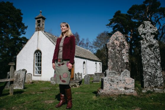 Author Merryn Glover at Insh church which has inspired her over the years