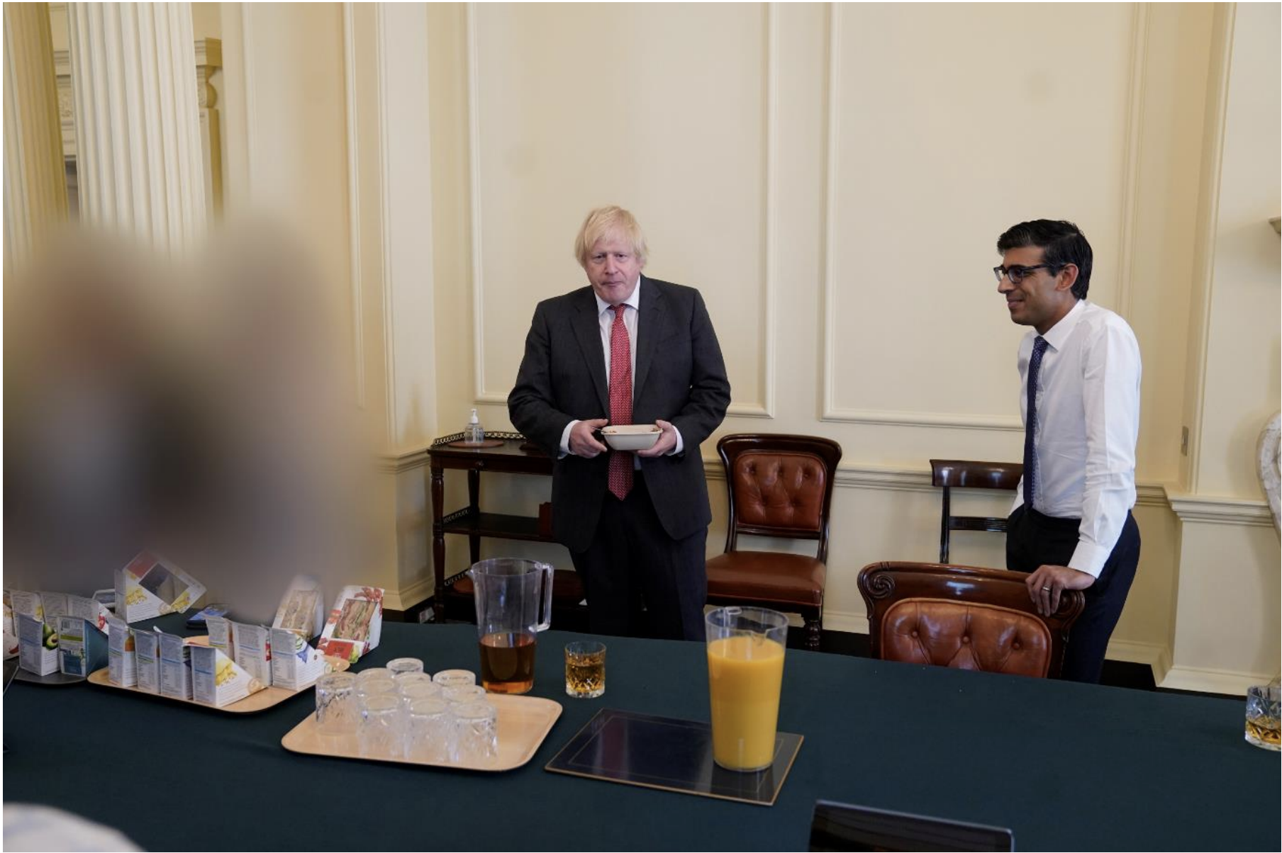 A gathering takes place in the Cabinet Room of Number 10 Downing Street on Prime Minister Boris Johnson's birthday. Rishi Sunak was also in attendance.
