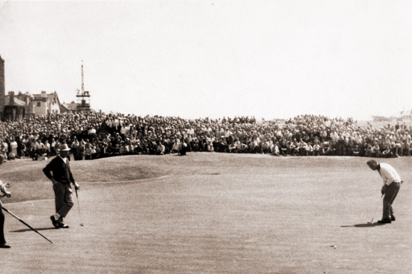 Arnold Palmer putting at Troon, 1962.