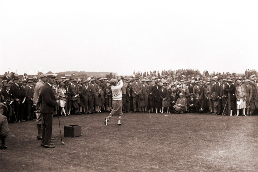 This photo shows the gallery following Bobby Jones at St Andrews in 1927, on his way to a commanding six-shot victory and second Claret Jug.