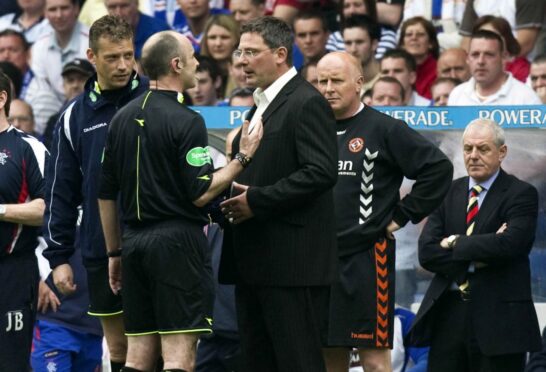 Craig Levein clashed with ref Mike McCurry at Ibrox in 2008 and with Bobby Madden 10 years later.
