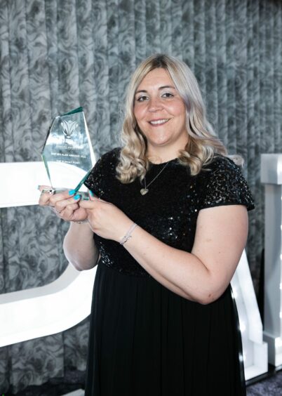 Mhari Lindsay after winning The Sunday Post Volunteer of the Year Award (Pic: Andrew Cawley)