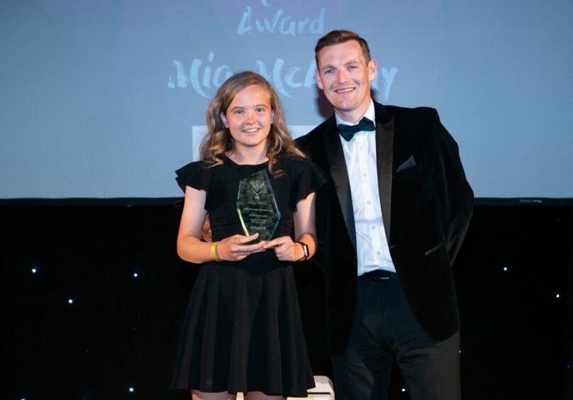 Mia McAulay winning the Youth Player of the Year Award (Pic: Andrew Cawley)