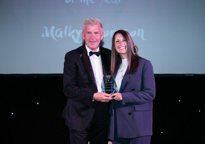 Rangers' Malky Thomson winning SWPL Coach of the Year (Pic: Andrew Cawley)
