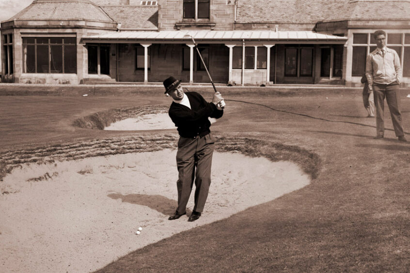 Sam Snead at practice during the Open Championship at Troon in 1962.