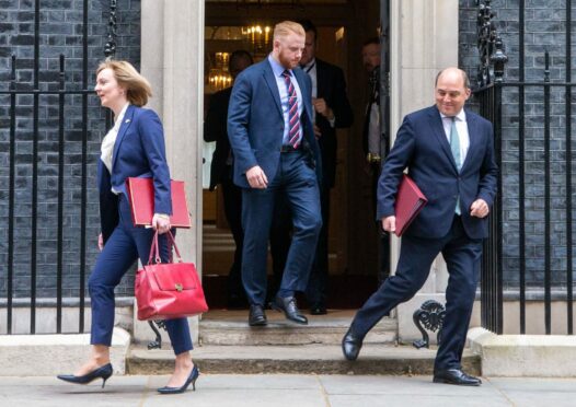 Foreign Secretary  Liz Truss and Defence Secretary Ben Wallace  go their separate ways after a Cabinet meeting.