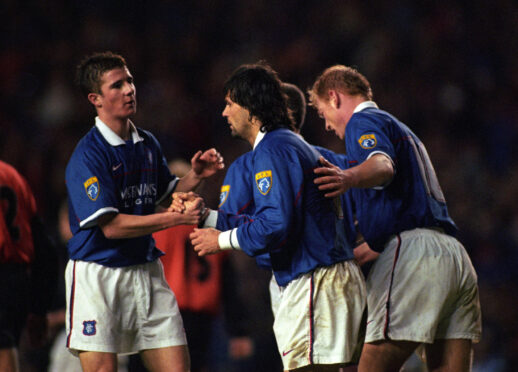 Barry Ferguson and Marco Negri during their time together at Rangers