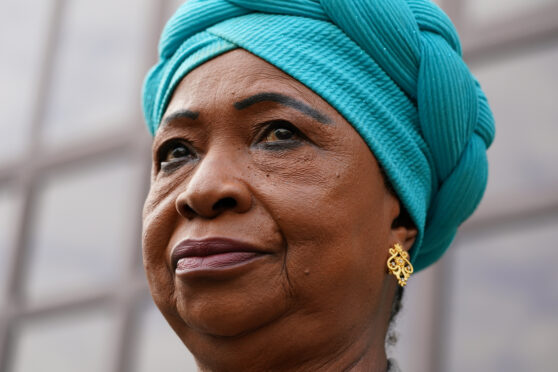 Sheku Bayoh’s mother, Aminata Bayoh, outside Capital House in Edinburgh in May at the public inquiry into her son’s death