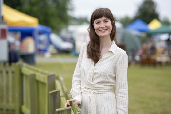 Antiques expert Natasha Raskin Sharp on location with Bargain Hunt.