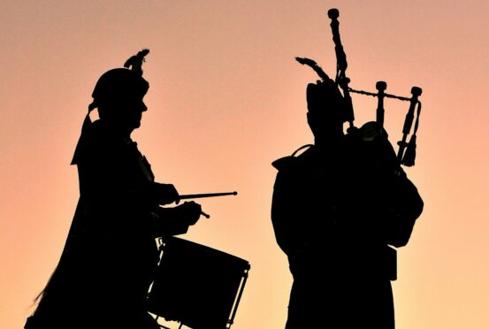 Piper Keith Christie and drummer David Hay of the Royal Regiment of Scotland at a training camp in Croatia in 2016