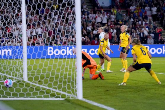 Alessia Russo finds the net with audacious back-heel in England’s Euro 2022 semi-final victory over Sweden on Tuesday