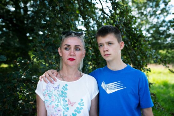 Ukrainian refugees Yuriichuk Oksana and son Vasyliev Rostislav in Dunblane