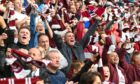 Hearts fans cheer on their side against FC Zurich