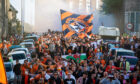Dundee United fans gather outside the ground before the win over AZ Alkmaar