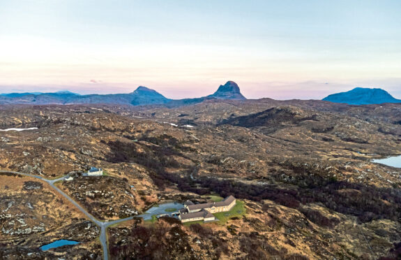 View of the Inver Lodge Hotel, Assynt.