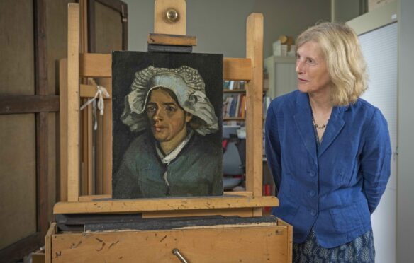 NGS curator Frances Fowle with Head of a Peasant Woman, behind which was found a hidden Van Gogh self-portrait (Pic: Neil Hanna Photography)